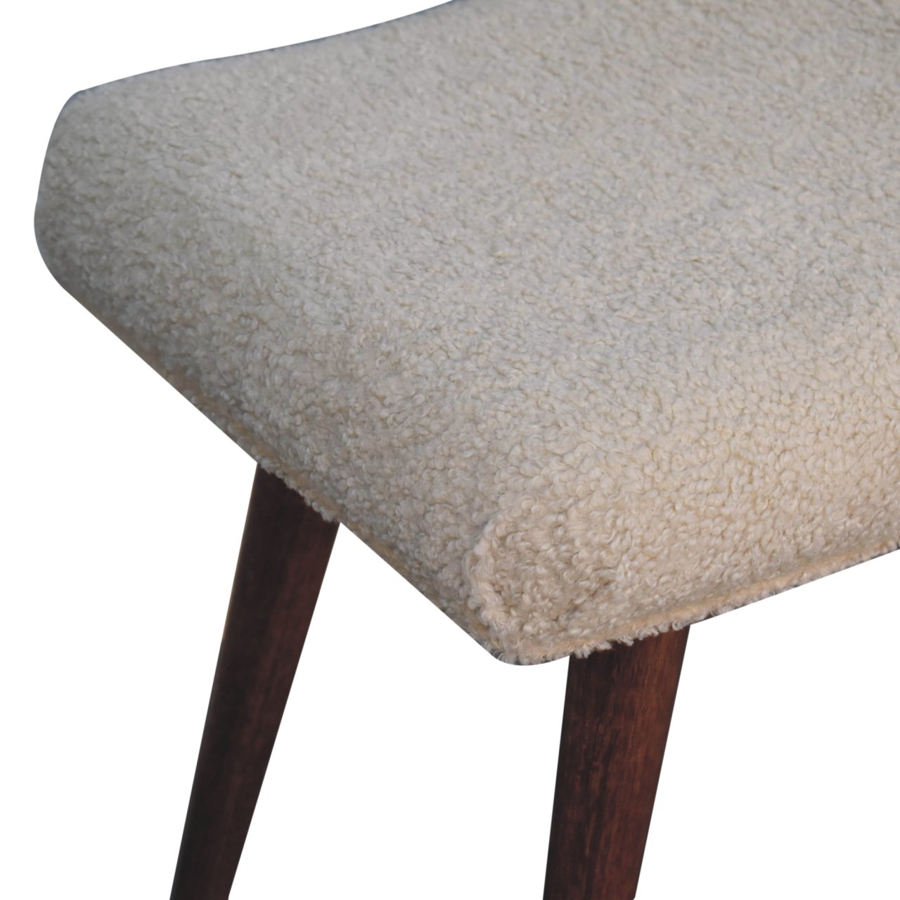 Honey Caramel Boucle Cream Curved Bench product view 6 by Eversby Home