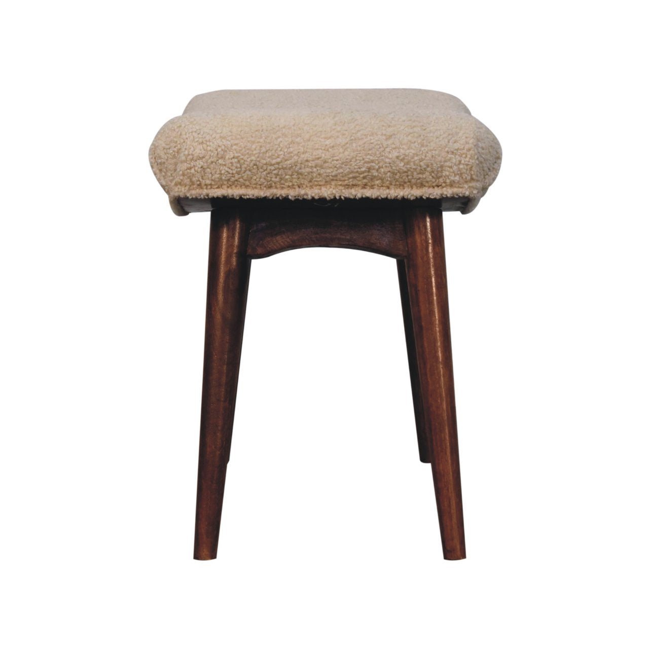 Honey Caramel Boucle Cream Curved Bench product view 8 by Eversby Home