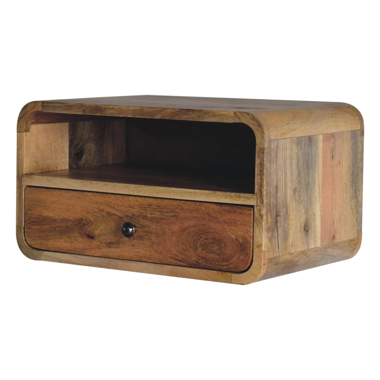 Large Warm Oak Floating Bedside Table product view 2 by Eversby Home