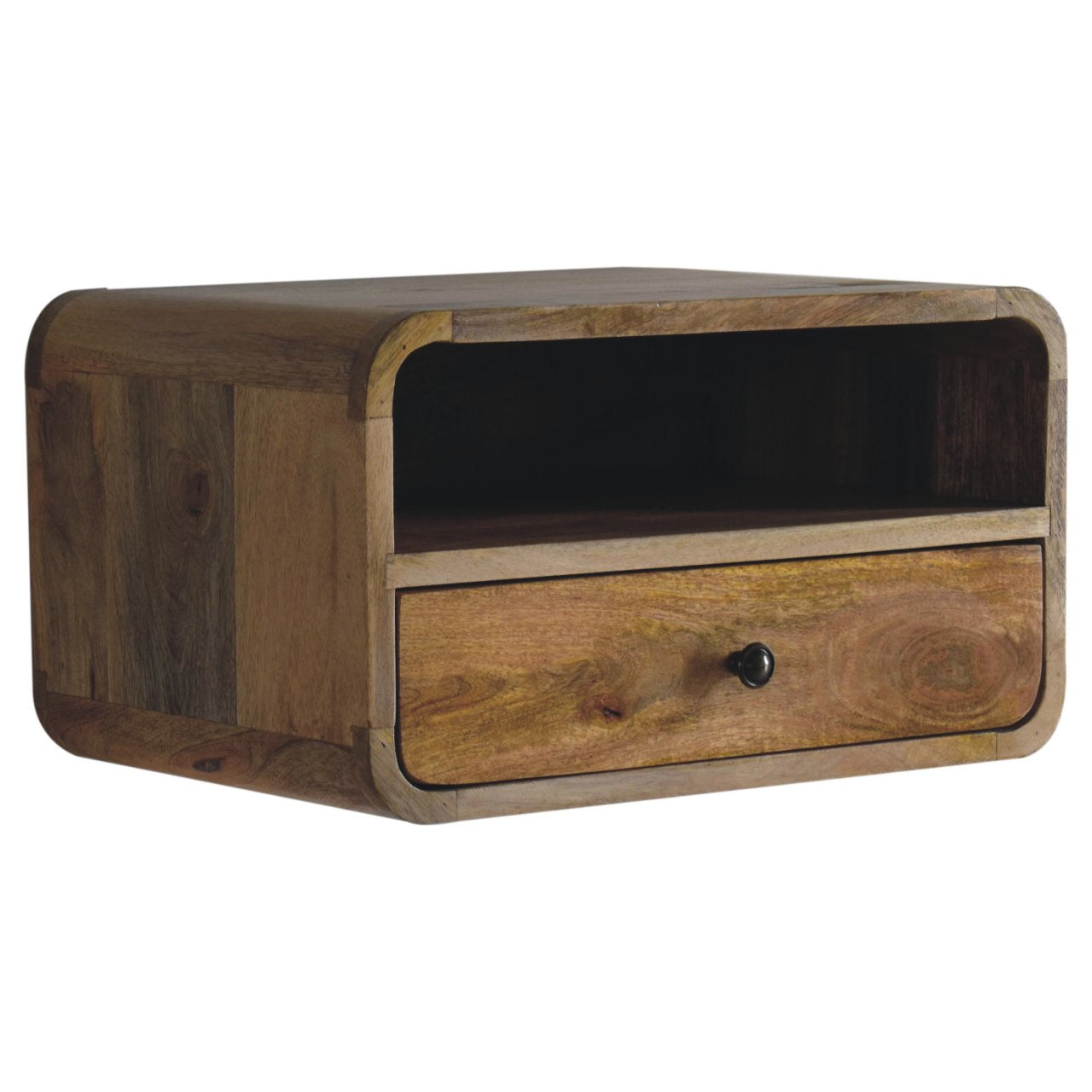 Large Warm Oak Floating Bedside Table product view 3 by Eversby Home