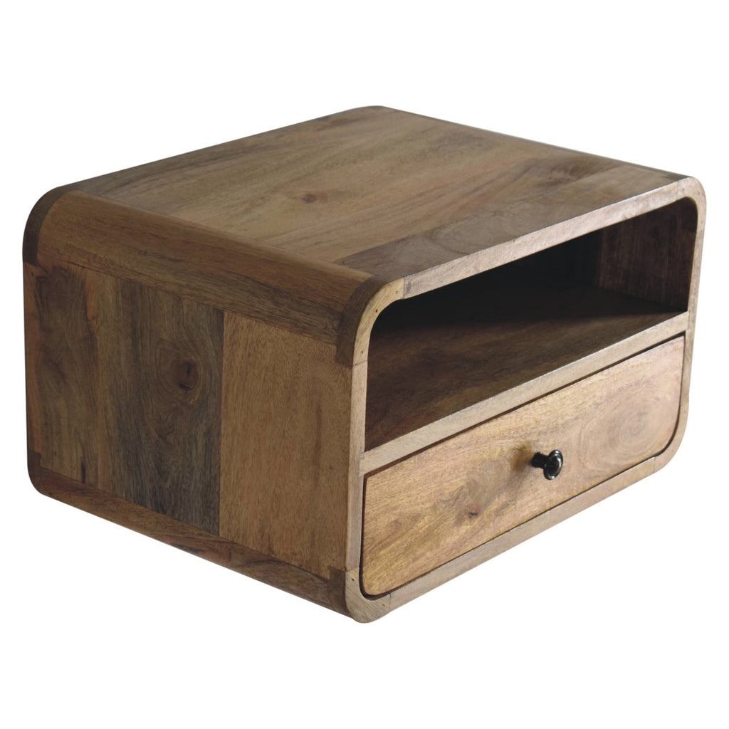 Large Warm Oak Floating Bedside Table product view 5 by Eversby Home