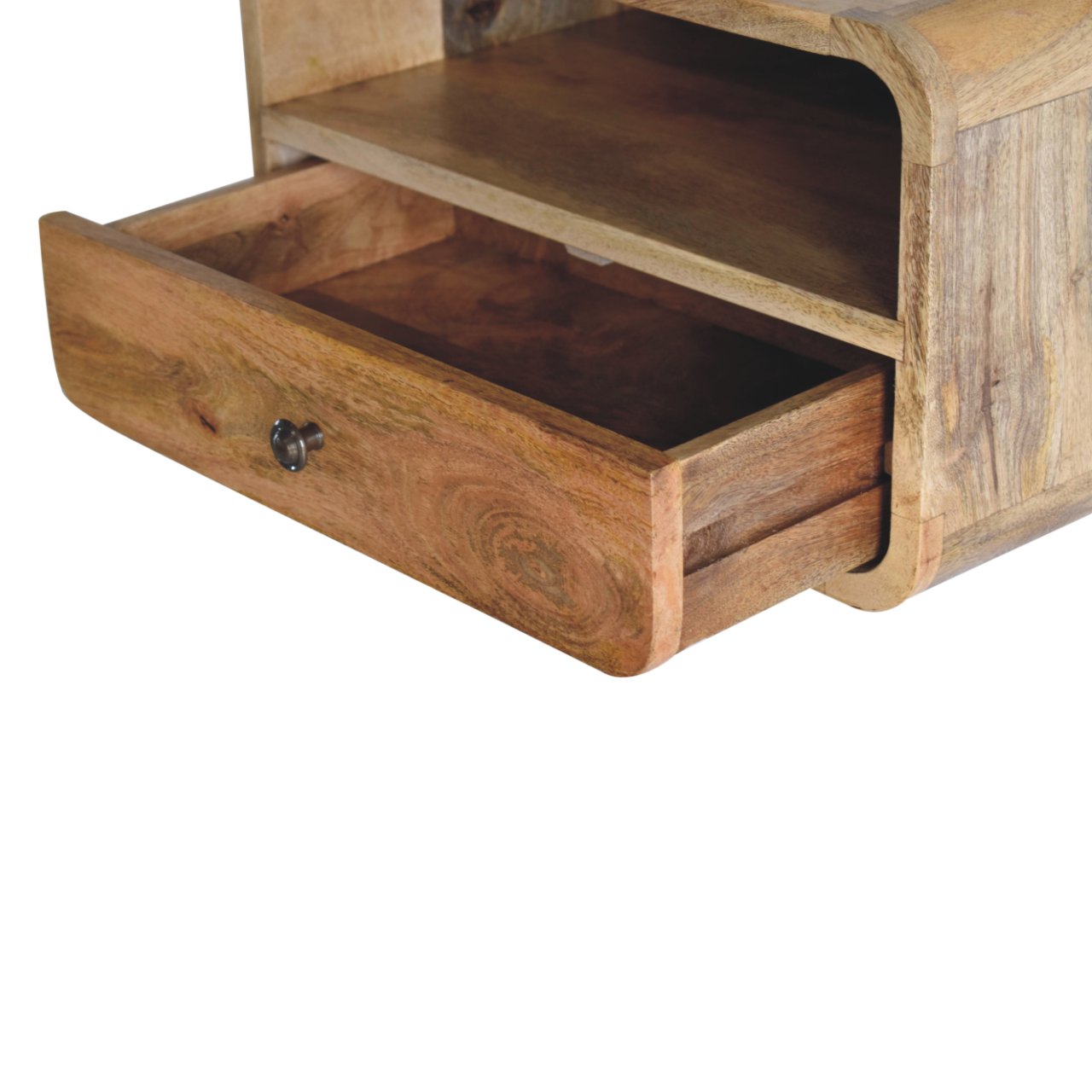 Large Warm Oak Floating Bedside Table product view 6 by Eversby Home