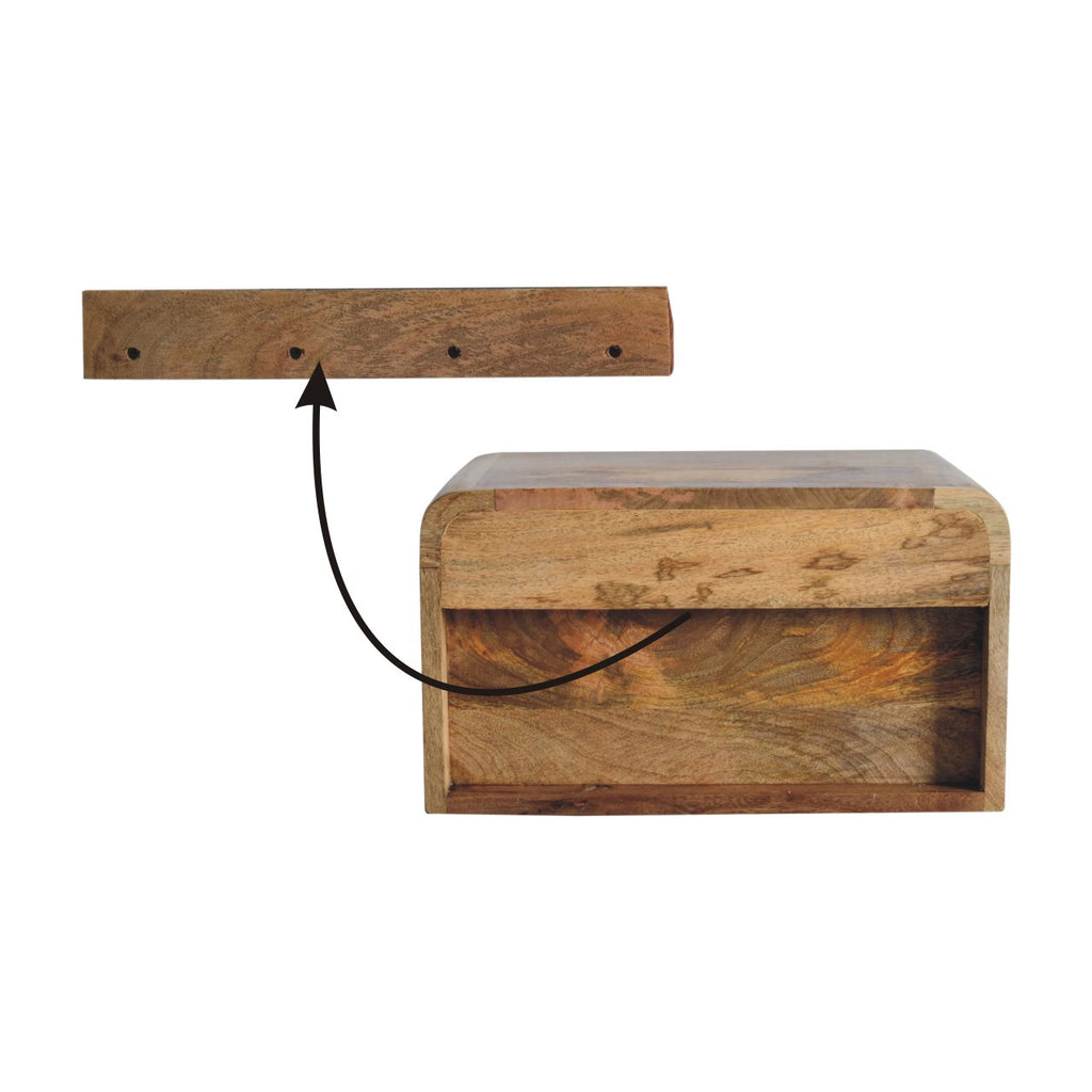 Chunky Warm Oak Floating Bedside Table product view 9 by Eversby Home