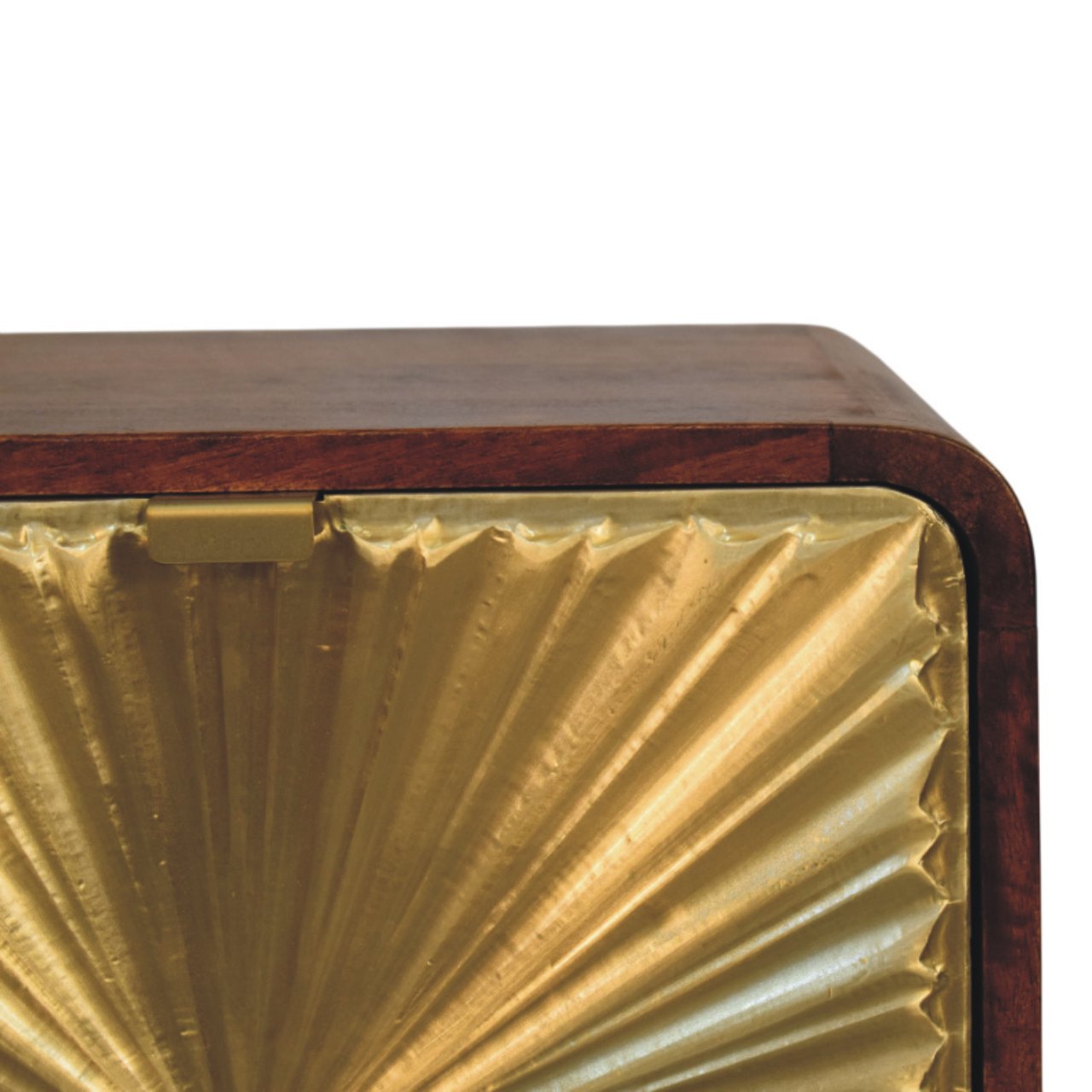 Avora Brass Embossed Two-Drawer Chestnut Bedside Table product view 3 by Eversby Home