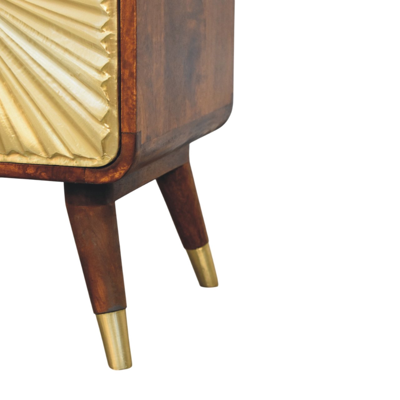 Avora Brass Embossed Two-Drawer Chestnut Bedside Table product view 6 by Eversby Home