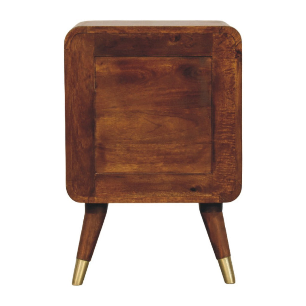 Avora Brass Embossed Two-Drawer Chestnut Bedside Table product view 8 by Eversby Home