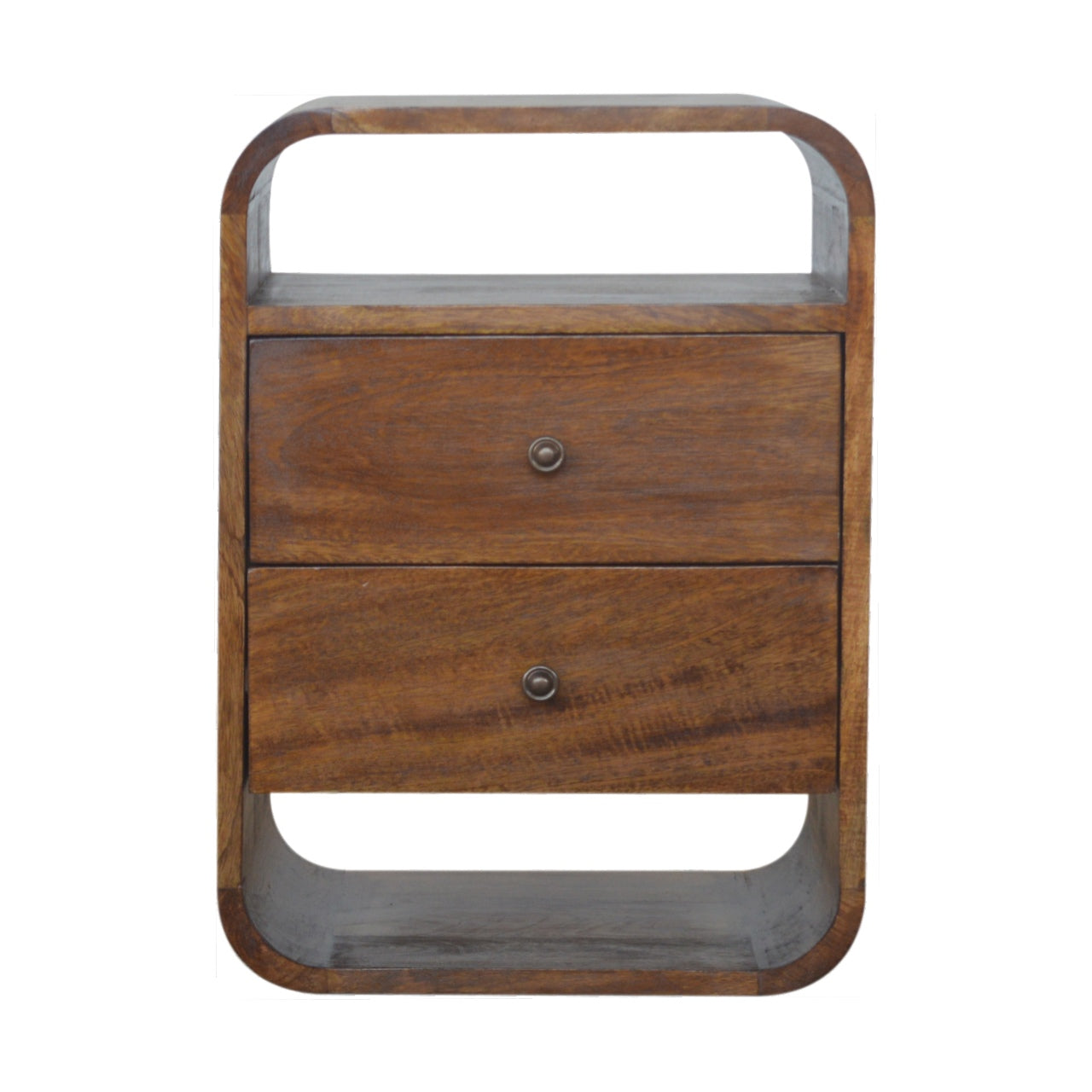 Chestnut Curve Two-Drawer Bedside Table product view 1 by Eversby Home