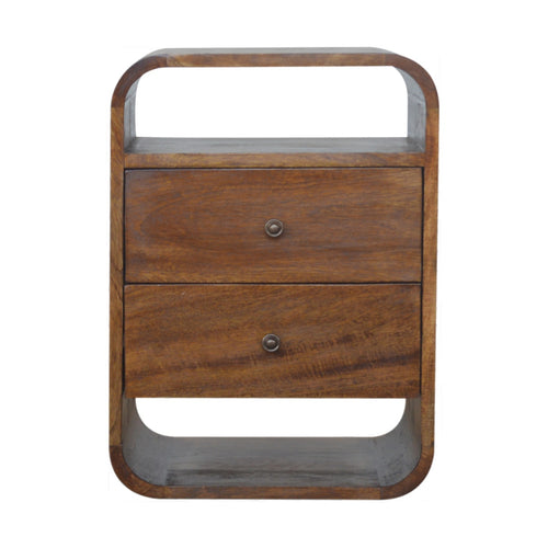 Chestnut Curve Two-Drawer Bedside Table product view 1 by Eversby Home