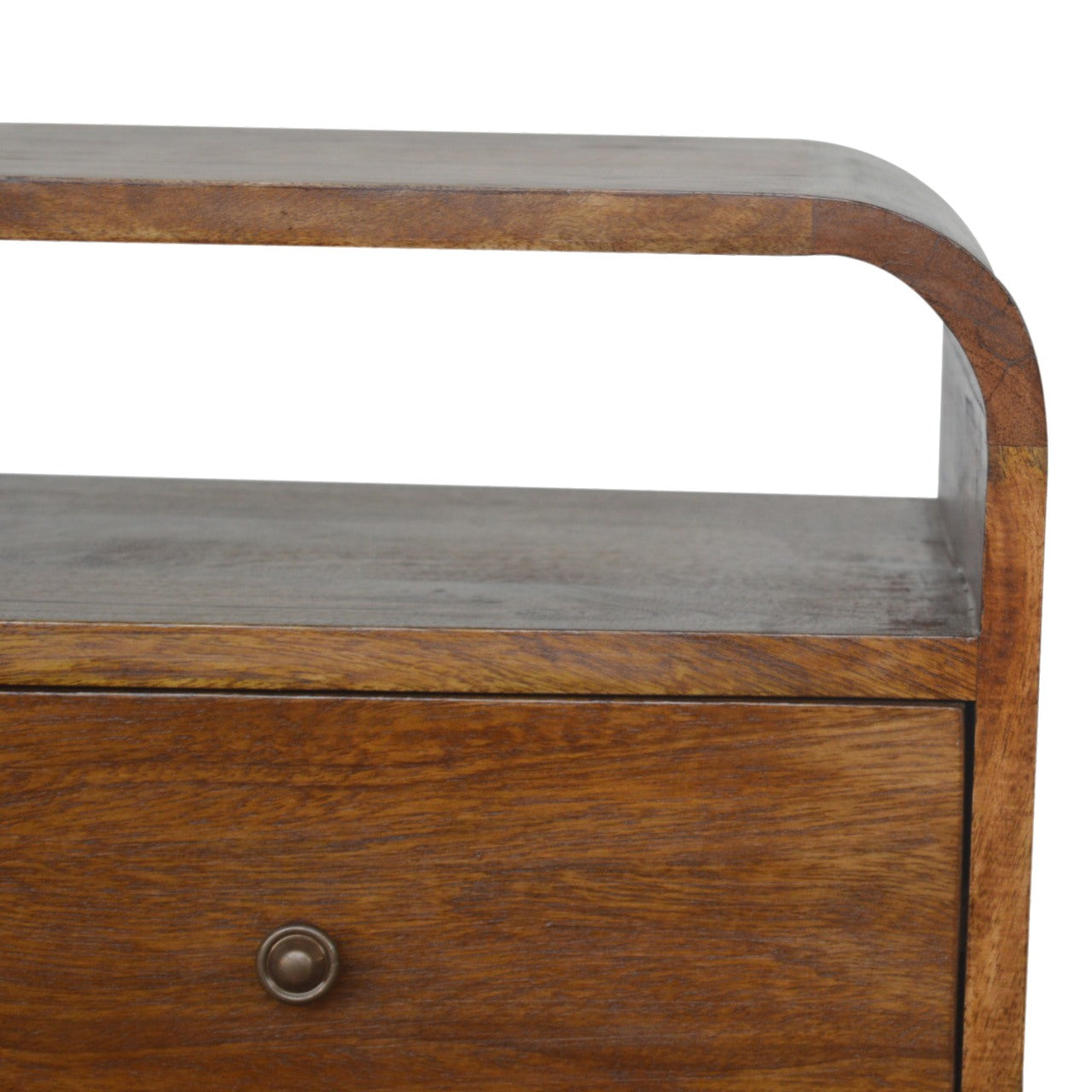 Chestnut Curve Two-Drawer Bedside Table product view 4 by Eversby Home