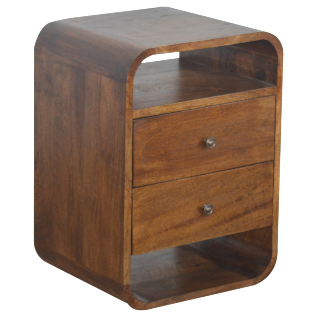 Chestnut Curve Two-Drawer Bedside Table product view 7 by Eversby Home