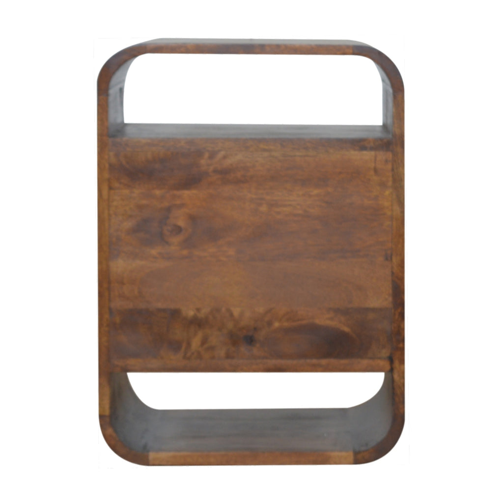 Chestnut Curve Two-Drawer Bedside Table product view 9 by Eversby Home