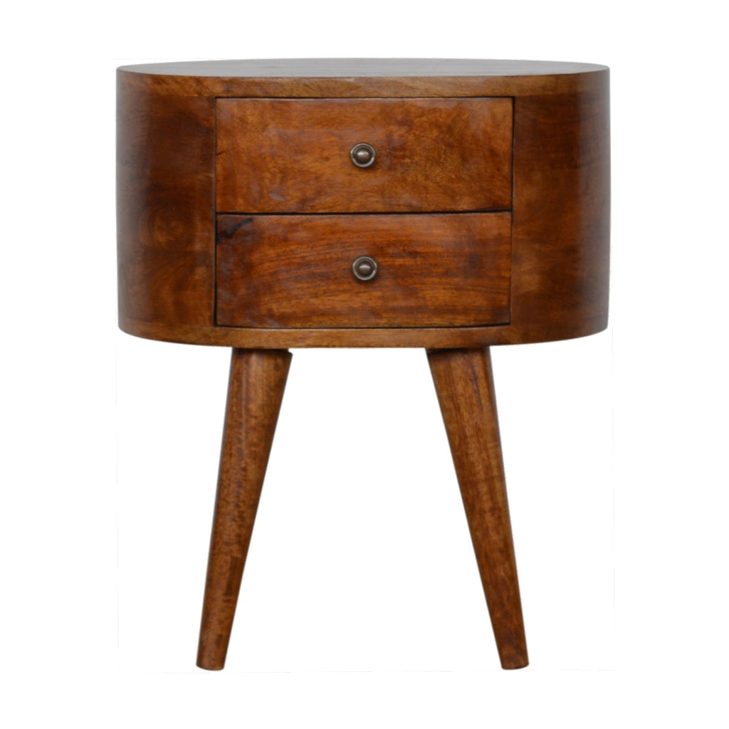 Chestnut Rounded Bedside Table product view 1 by Eversby Home