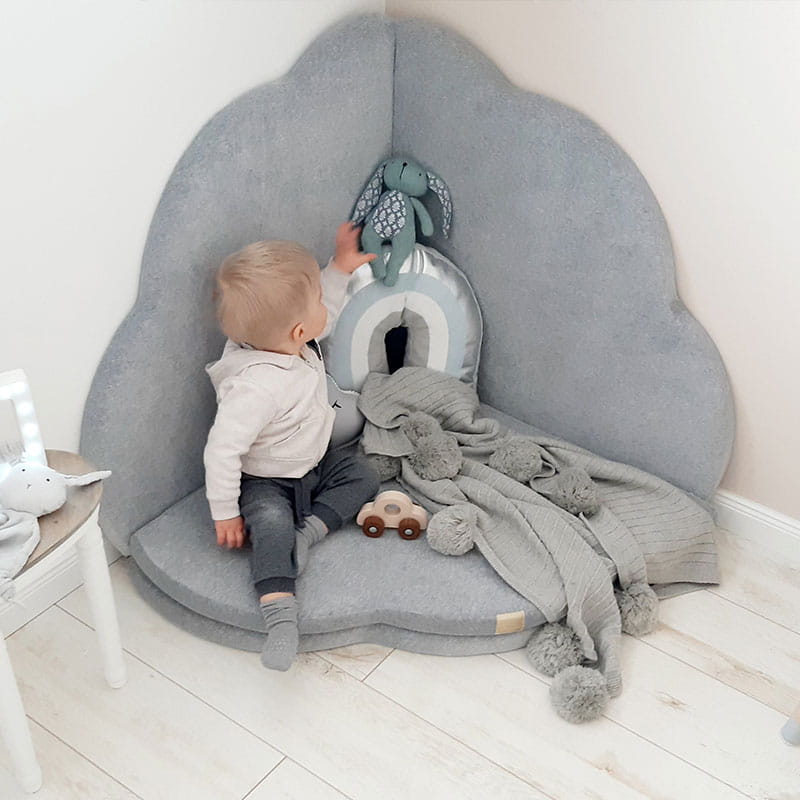 Eversby Edit — Folding Cloud Play Mat — Light Grey Velvet