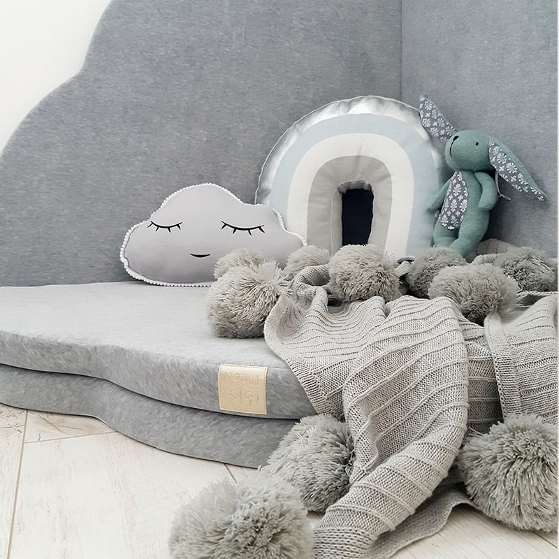 Eversby Edit — Folding Cloud Play Mat — Light Grey Velvet