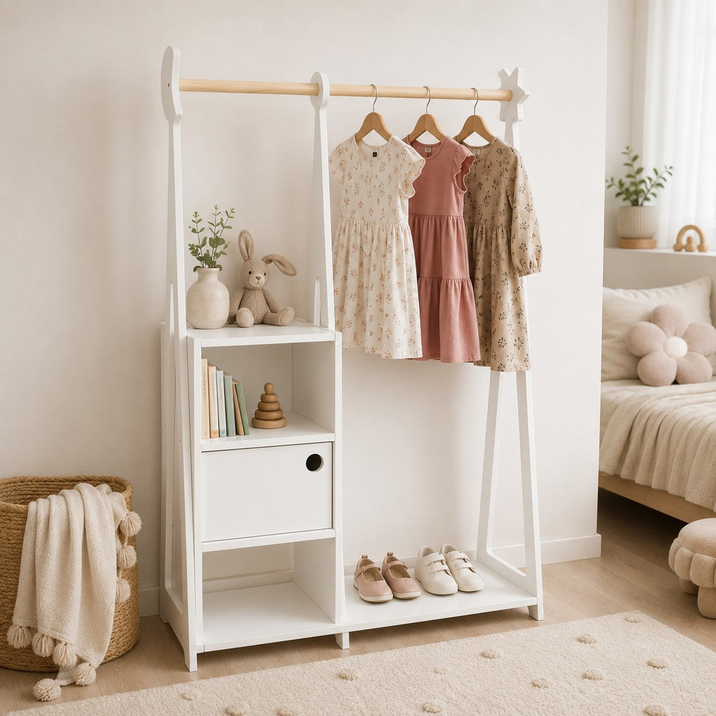 Eversby Edit — Montessori Wardrobe with Storage — White