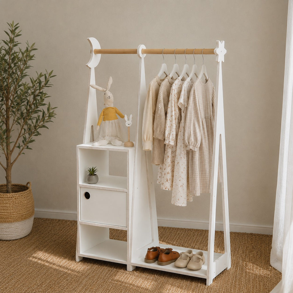 Eversby Edit — Montessori Wardrobe with Storage — White