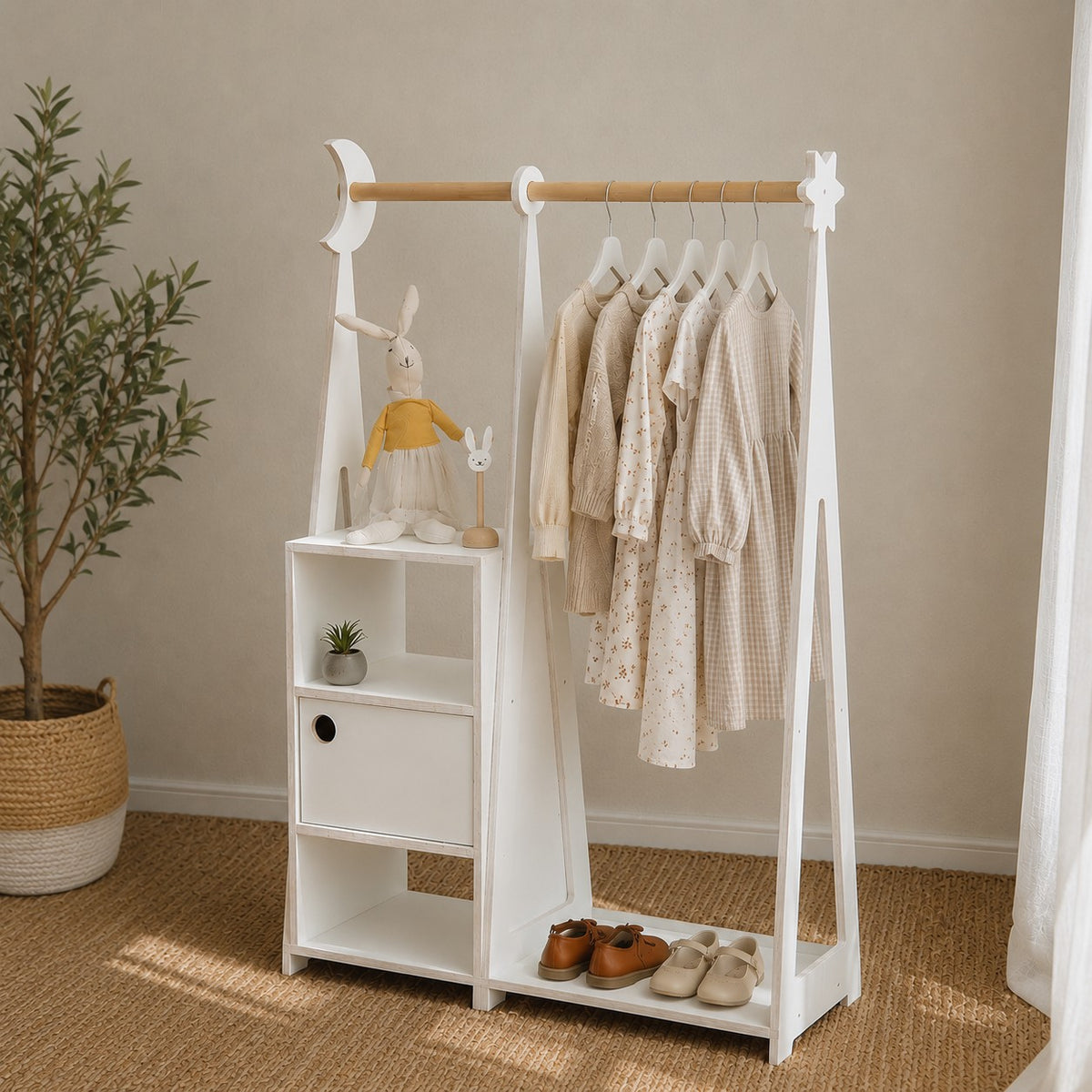 Eversby Edit — Montessori Wardrobe with Storage — White