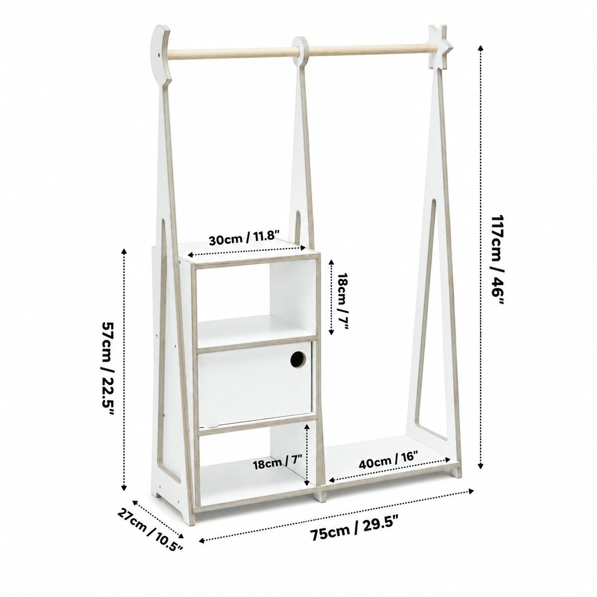 Eversby Edit — Montessori Wardrobe with Storage — White