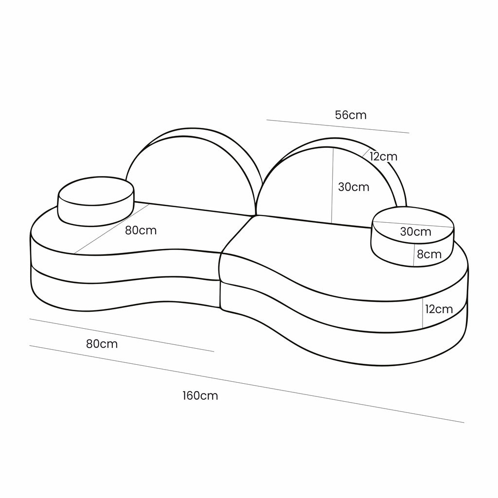 Eversby Edit — Cream Rounded Modular Play Sofa — 6 Piece