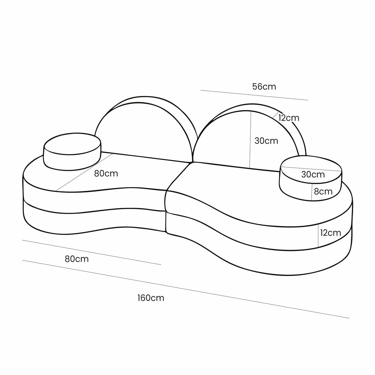 Eversby Edit — Cream Rounded Modular Play Sofa — 6 Piece