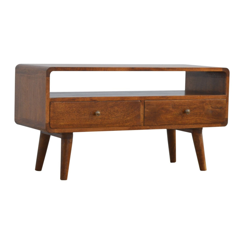 Curved Chestnut Media Unit product view 2 by Eversby Home