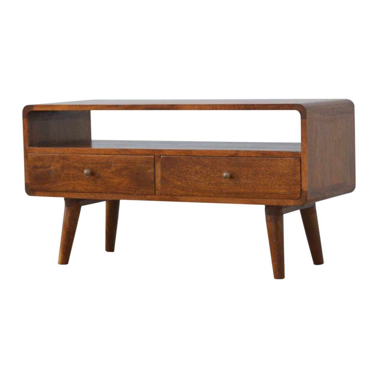 Curved Chestnut Media Unit product view 1 by Eversby Home