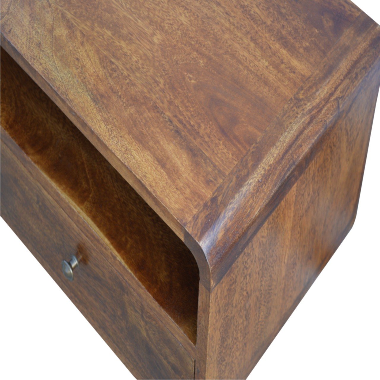 Curved Chestnut Media Unit product view 3 by Eversby Home
