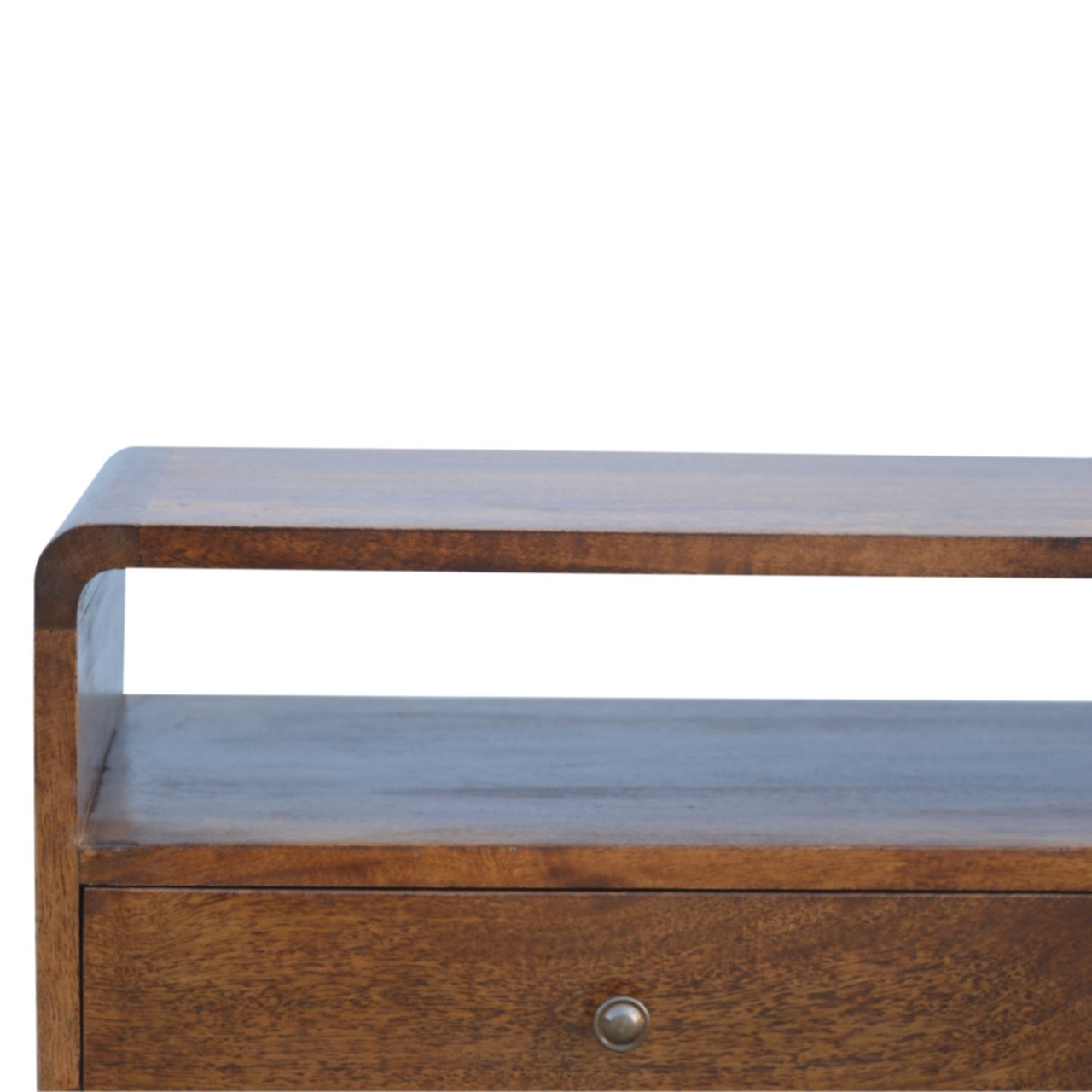 Curved Chestnut Media Unit product view 4 by Eversby Home