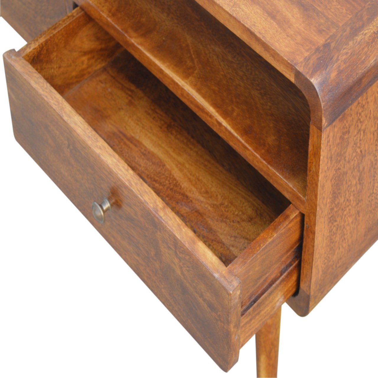Curved Chestnut Media Unit product view 5 by Eversby Home