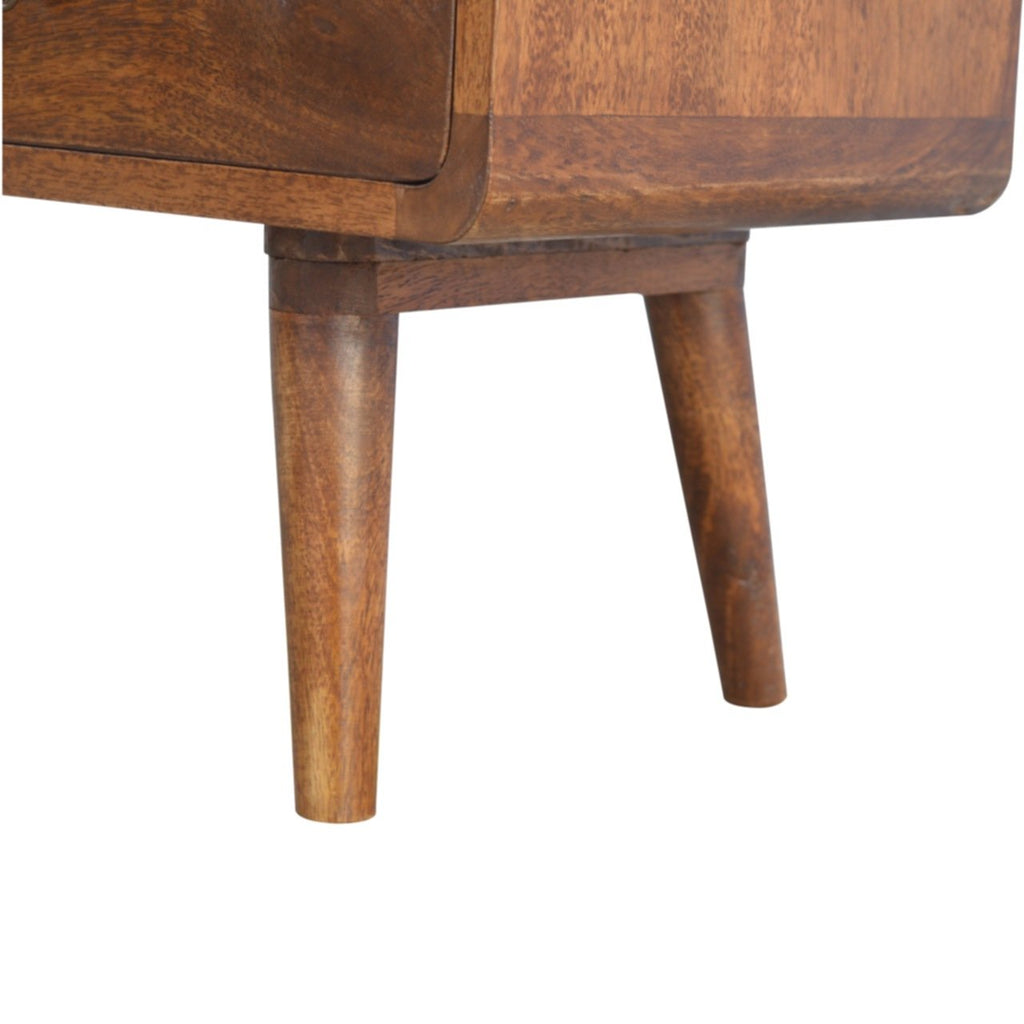Curved Chestnut Media Unit product view 6 by Eversby Home