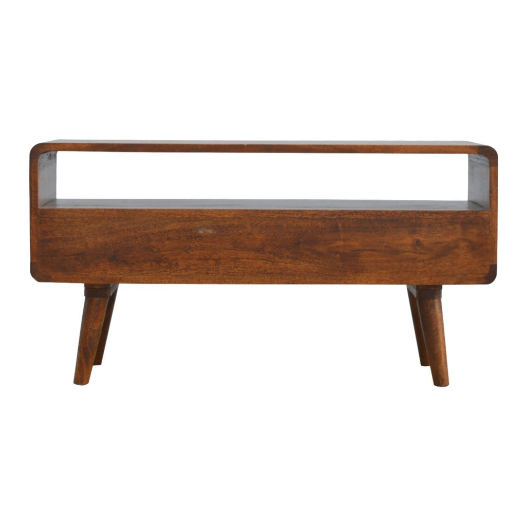 Curved Chestnut Media Unit product view 8 by Eversby Home