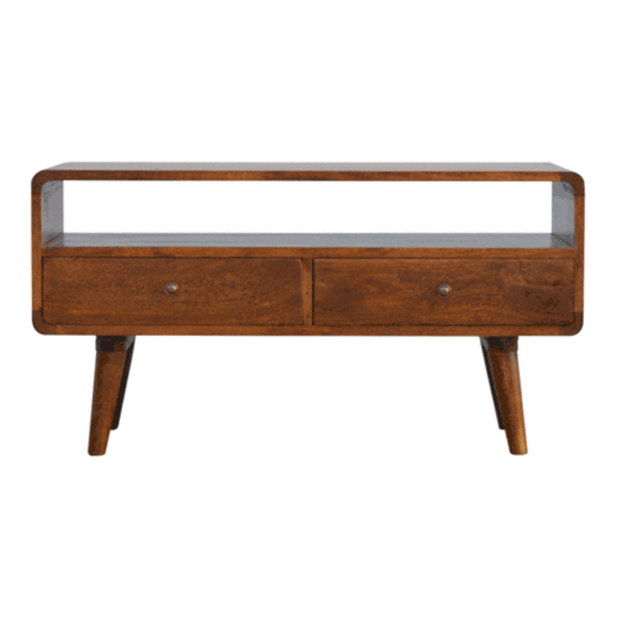 Curved Chestnut Media Unit product view 9 by Eversby Home