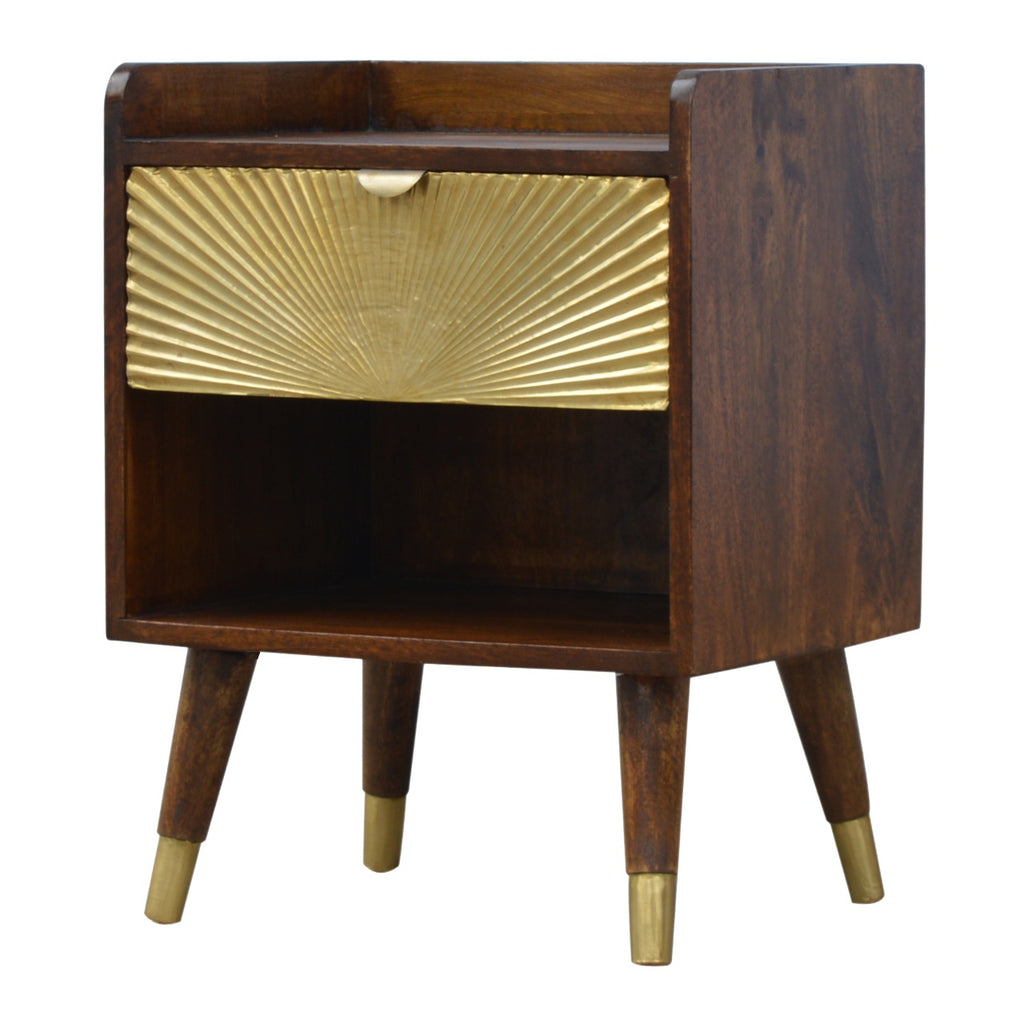 Manila Gold One-Drawer Bedside Table product view 2 by Eversby Home
