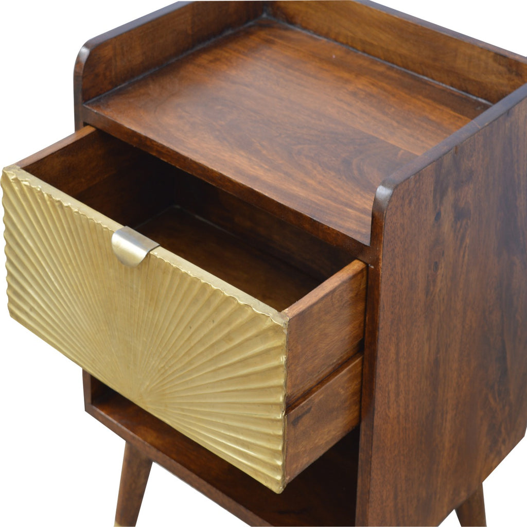 Manila Gold One-Drawer Bedside Table product view 3 by Eversby Home