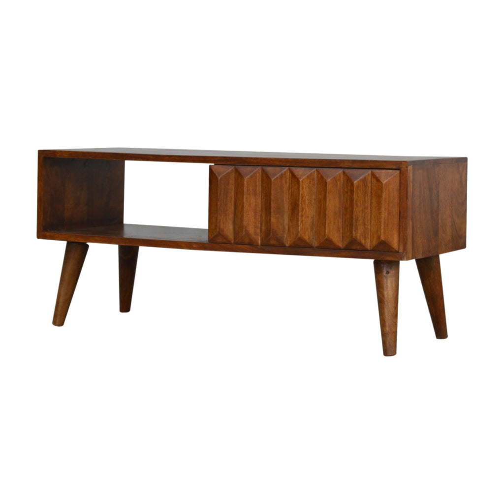 Chestnut Prism Sliding Media Unit product view 3 by Eversby Home