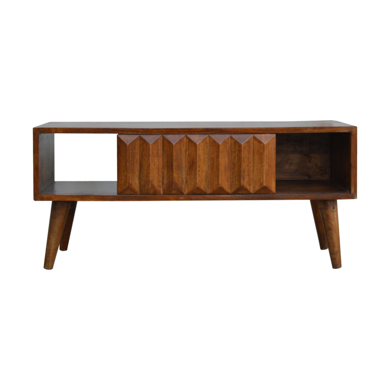 Chestnut Prism Sliding Media Unit product view 1 by Eversby Home