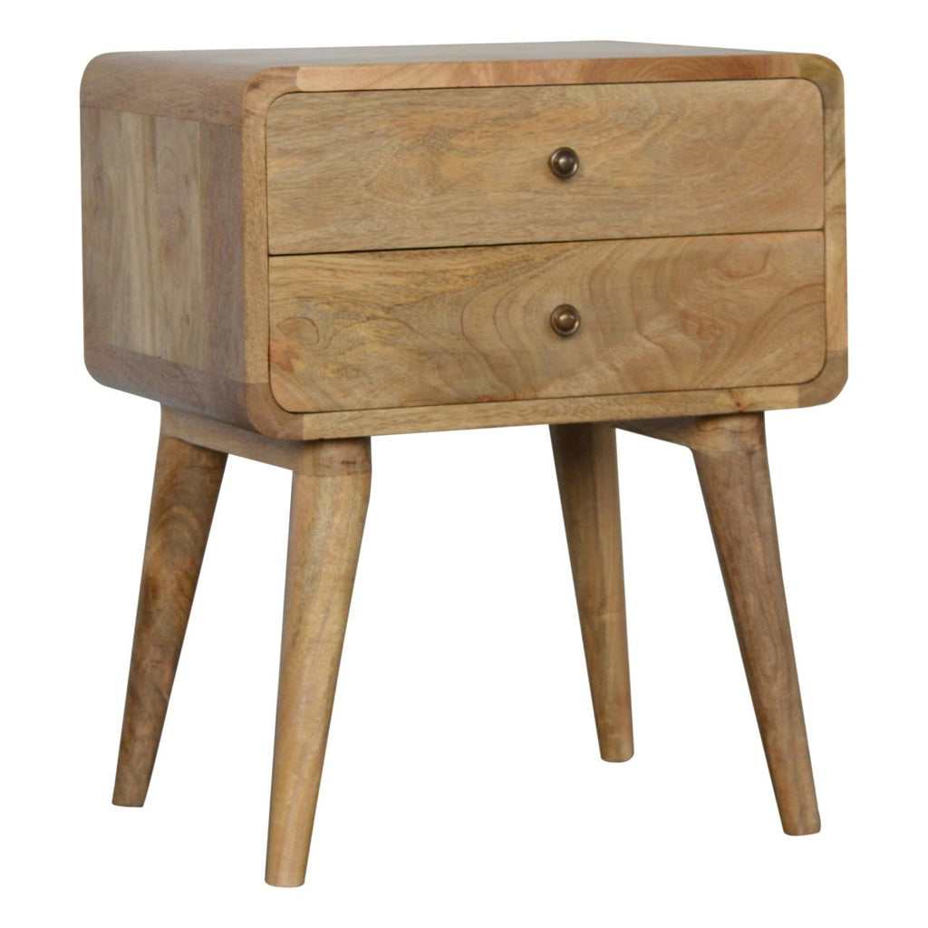 Curved Warm Oak Bedside Table product view 2 by Eversby Home