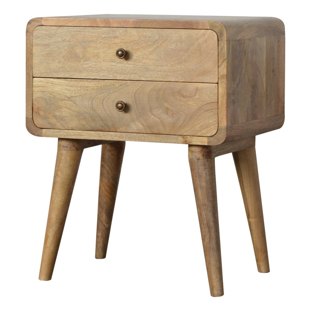 Curved Warm Oak Bedside Table product view 1 by Eversby Home
