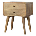 Curved Warm Oak Bedside Table product view 1 by Eversby Home
