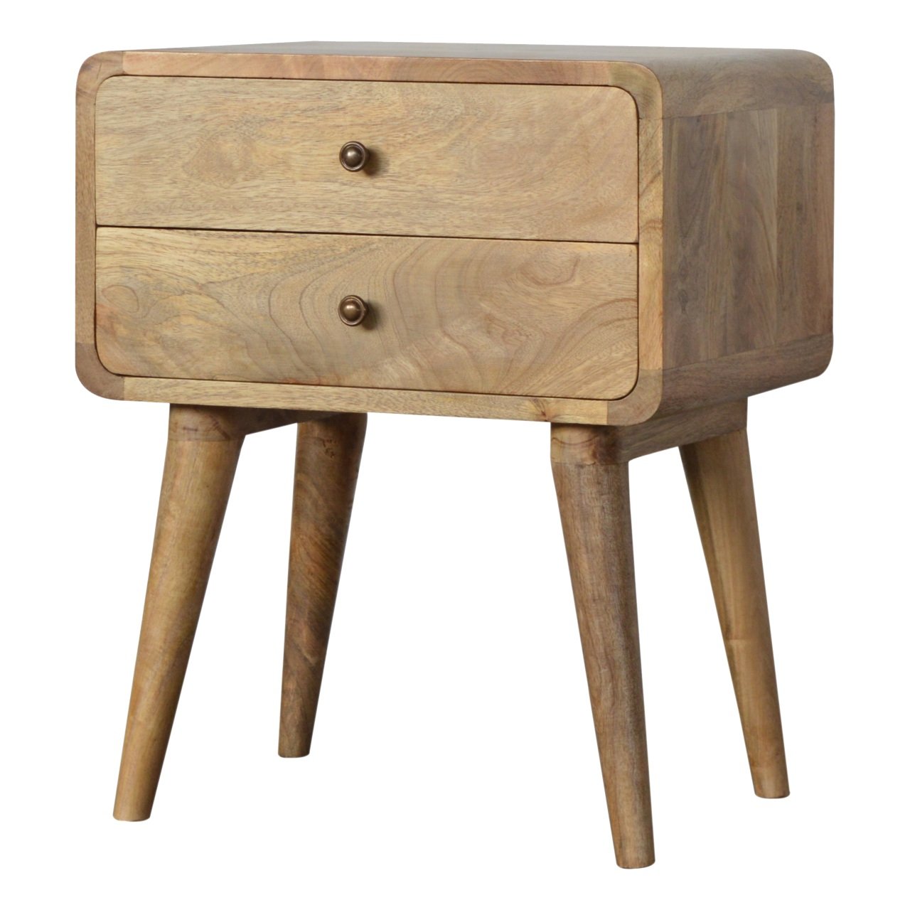 Curved Warm Oak Bedside Table product view 1 by Eversby Home