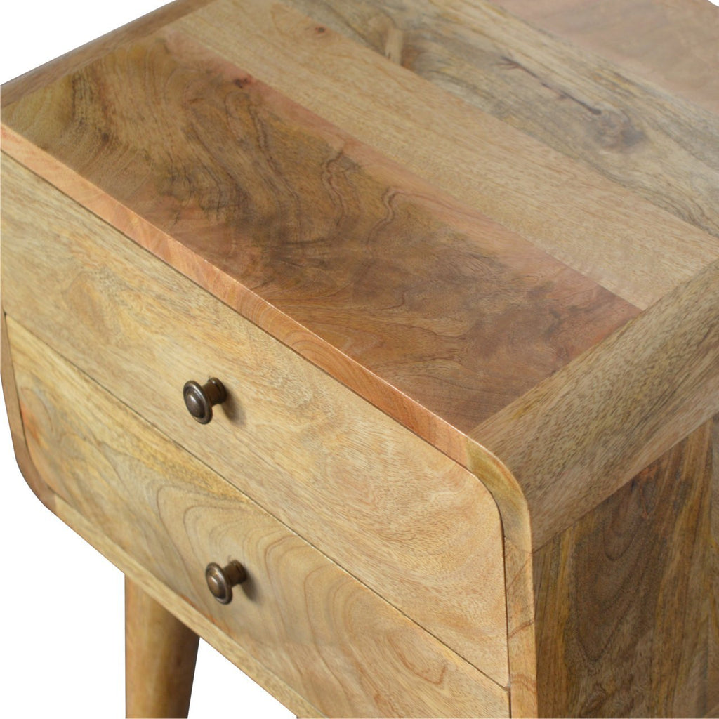 Curved Warm Oak Bedside Table product view 4 by Eversby Home