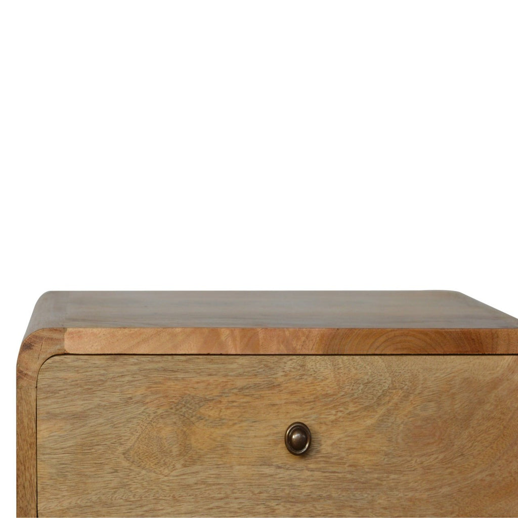 Curved Warm Oak Bedside Table product view 3 by Eversby Home