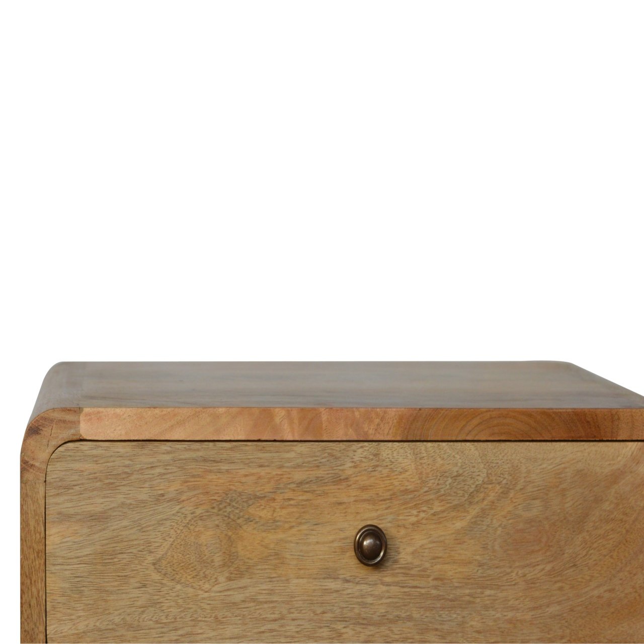 Curved Warm Oak Bedside Table product view 3 by Eversby Home