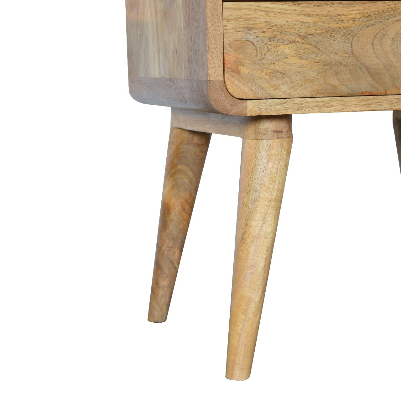Curved Warm Oak Bedside Table product view 6 by Eversby Home