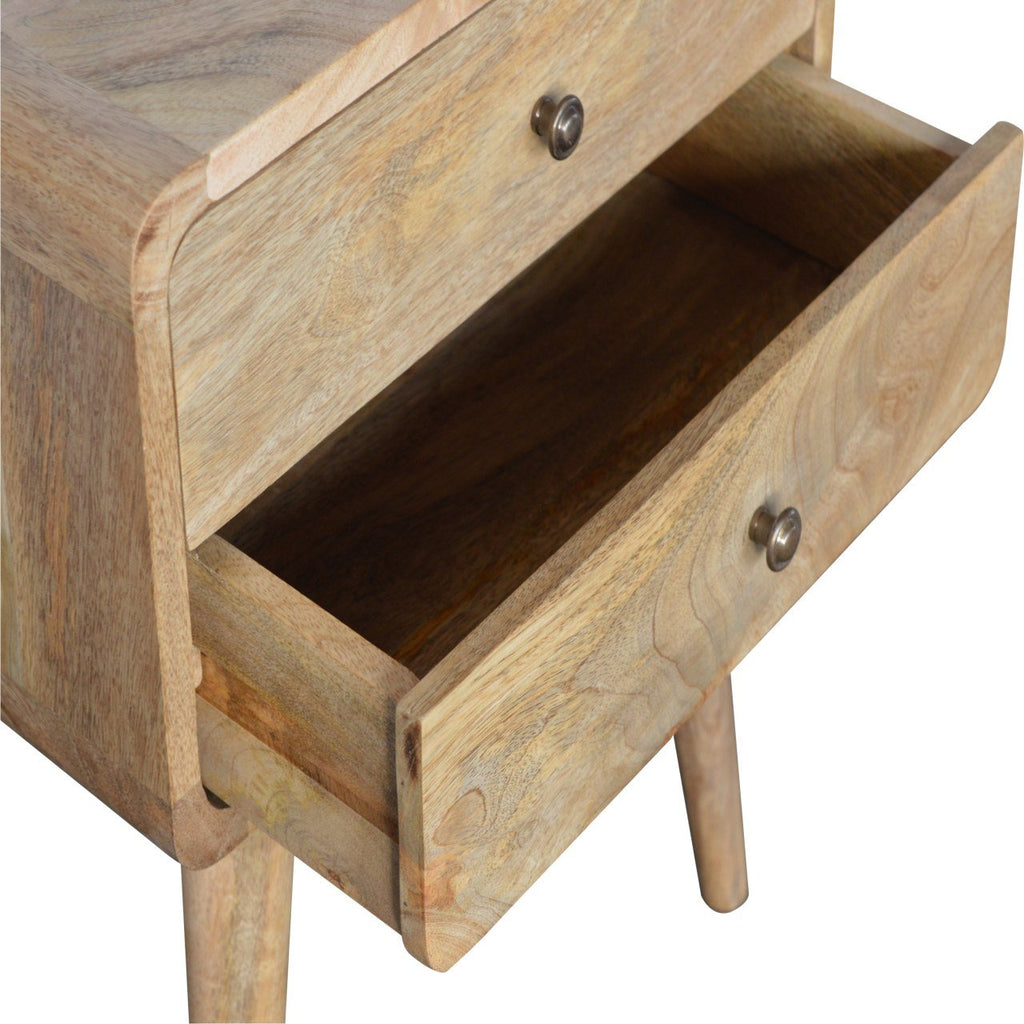 Curved Warm Oak Bedside Table product view 5 by Eversby Home