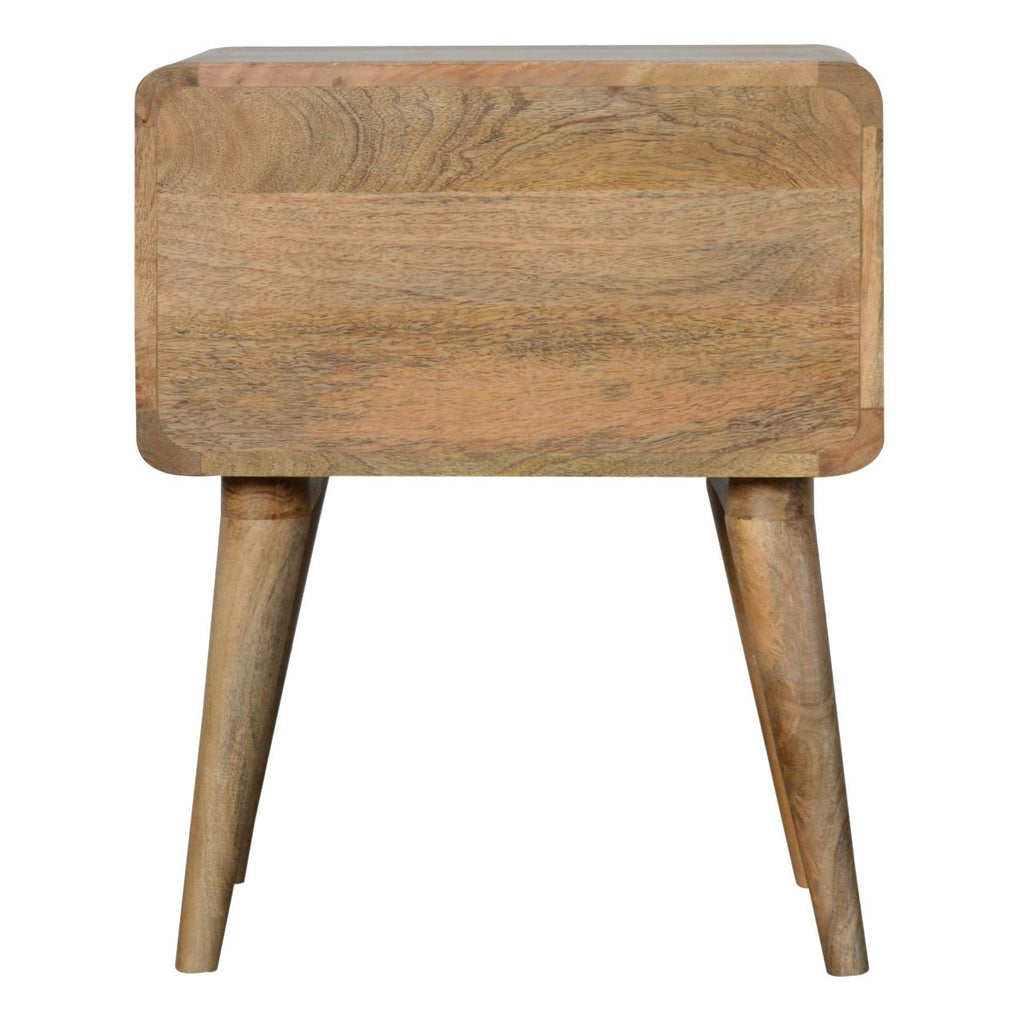 Curved Warm Oak Bedside Table product view 8 by Eversby Home