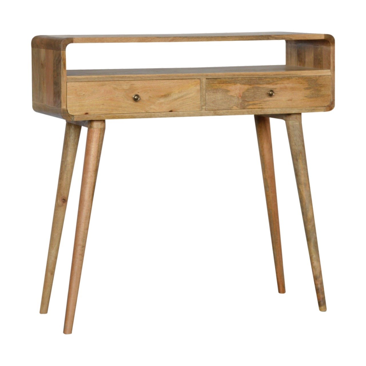 Curved Warm Oak Console Table product view 2 by Eversby Home