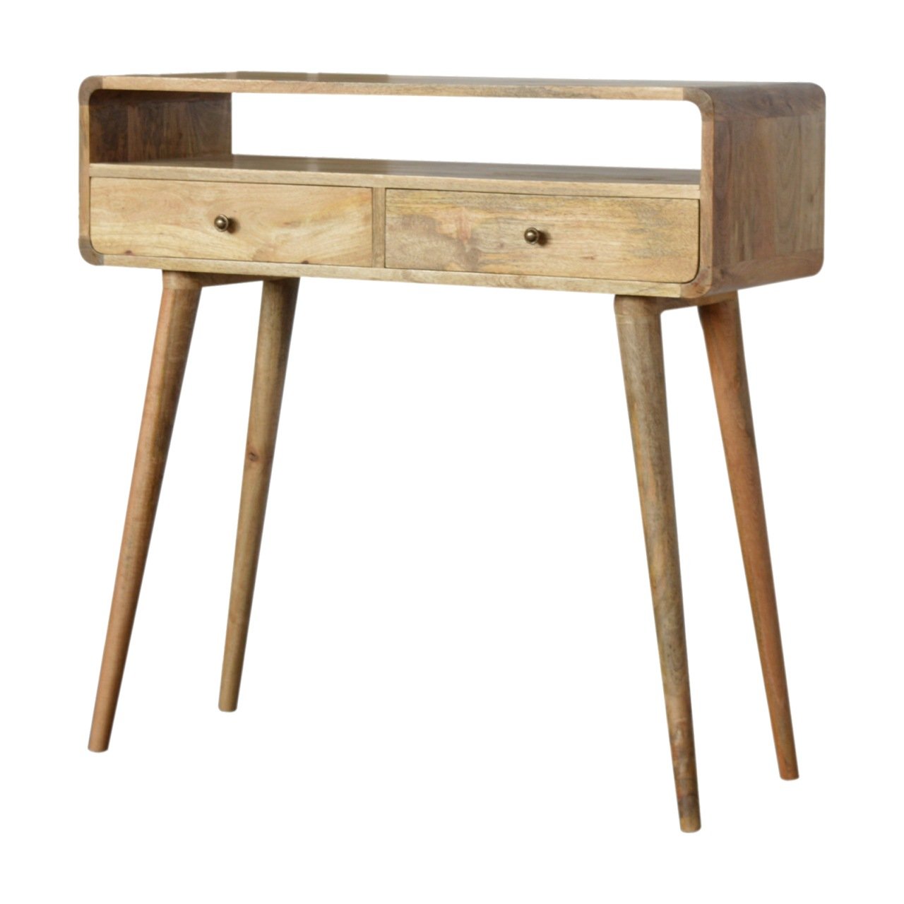 Curved Warm Oak Console Table product view 1 by Eversby Home