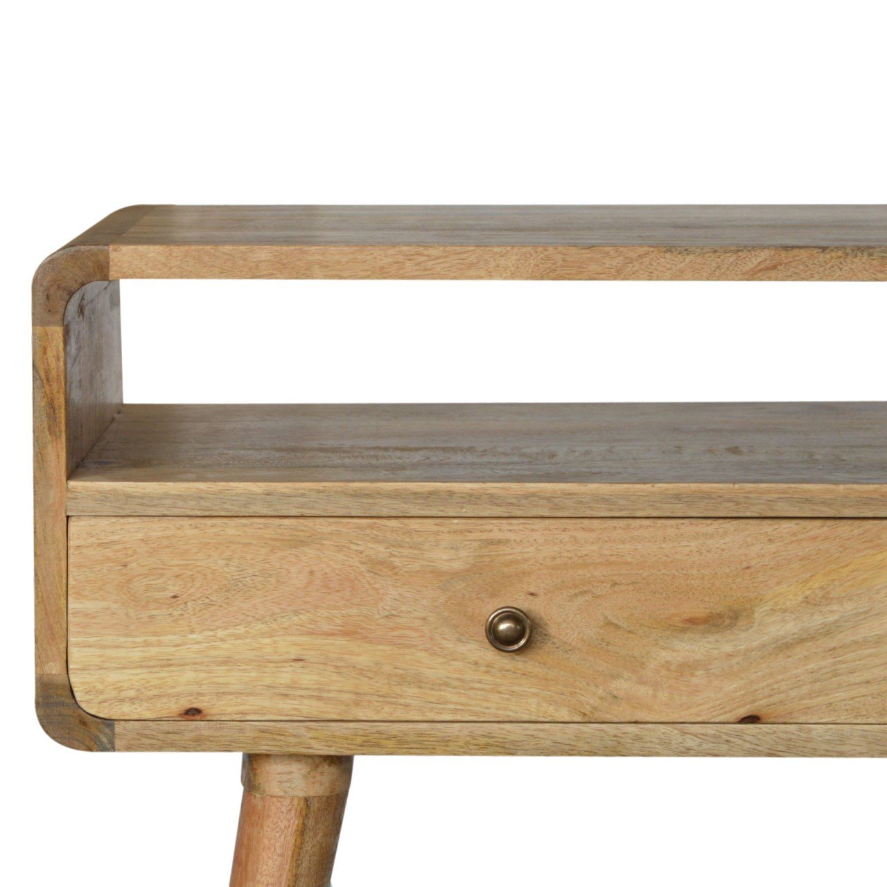 Curved Warm Oak Console Table product view 3 by Eversby Home