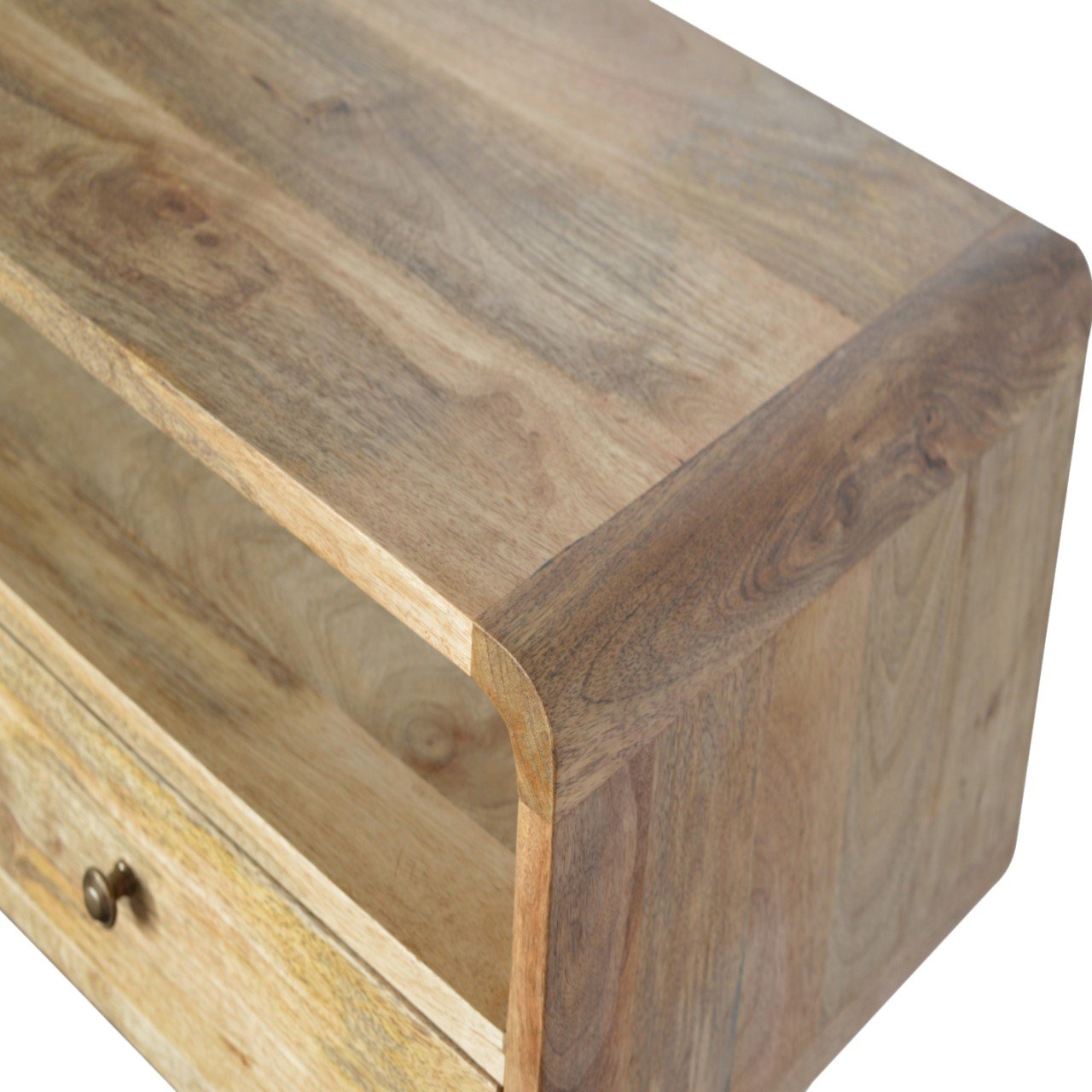 Curved Warm Oak Console Table product view 5 by Eversby Home